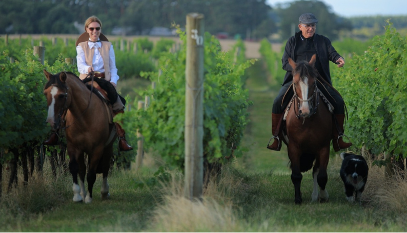 Galvão Bueno cavalgando